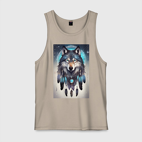 Мужская майка Шаман волк / Миндальный – фото 1