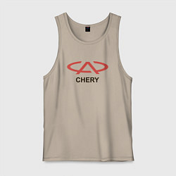 Майка мужская хлопок Chery Logo, цвет: миндальный