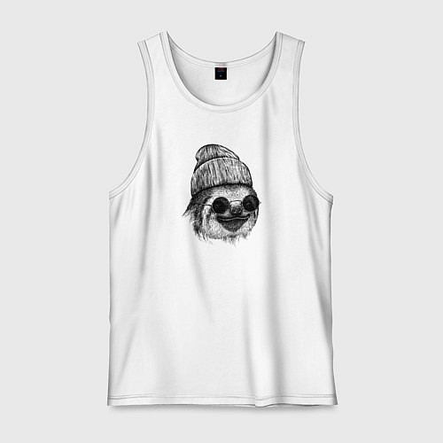 Мужская майка Ленивец хипстер / Белый – фото 1
