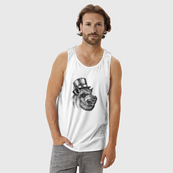 Майка мужская хлопок Свинья буржуй, цвет: белый — фото 2