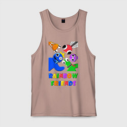 Майка мужская хлопок Rainbow Friends персонажи, цвет: пыльно-розовый