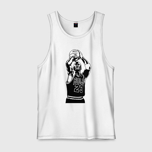 Мужская майка Майкл Джордан бросает мяч / Белый – фото 1