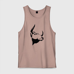 Майка мужская хлопок Голова быка, цвет: пыльно-розовый