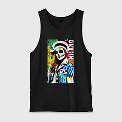 Майка мужская хлопок Skeleton fashionista - Milano - pop art, цвет: черный