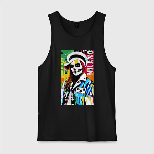 Мужская майка Skeleton fashionista - Milano - pop art / Черный – фото 1