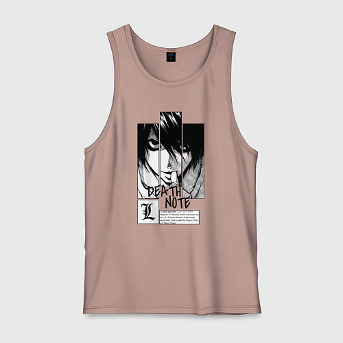 Мужская майка Death Note - L / Пыльно-розовый – фото 1