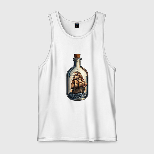 Мужская майка Кораблик в бутылке / Белый – фото 1