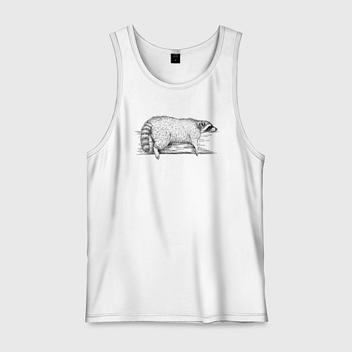 Мужская майка Енот на бревне / Белый – фото 1