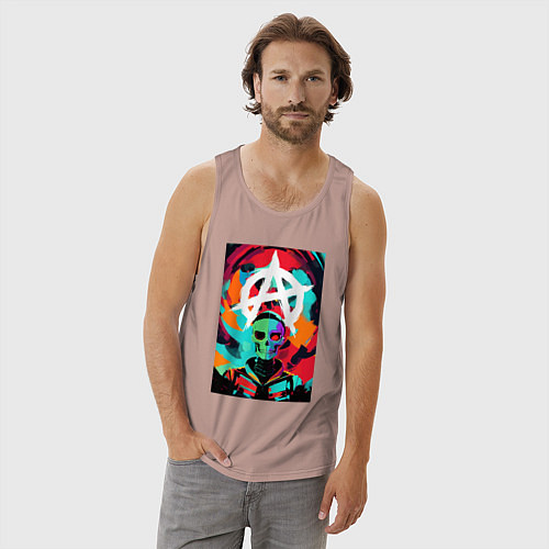 Мужская майка Анархия - череп - поп-арт / Пыльно-розовый – фото 3