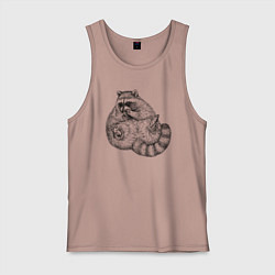 Майка мужская хлопок Енот жирдяй, цвет: пыльно-розовый