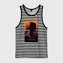 Майка мужская хлопок Взгляд Оппенгеймера, цвет: черная тельняшка