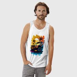 Майка мужская хлопок Монстр трак, цвет: белый — фото 2