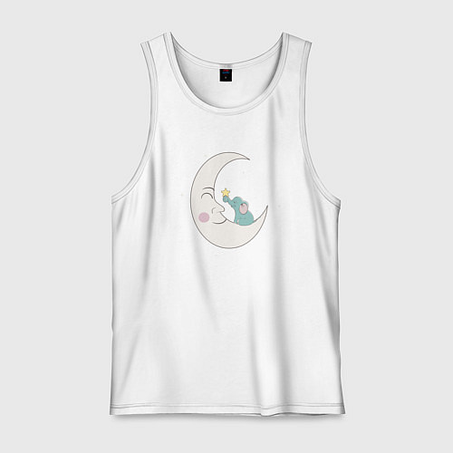 Мужская майка Слонёнок на луне / Белый – фото 1