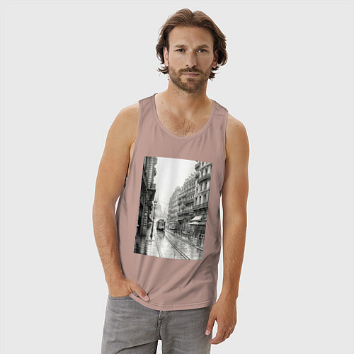 Мужская майка Черно-белый париж / Пыльно-розовый – фото 3