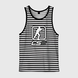 Майка мужская хлопок CS2 logo, цвет: черная тельняшка