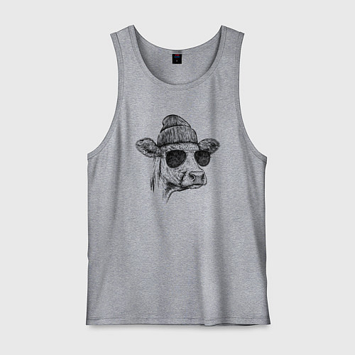 Мужская майка Корова на стиле / Меланж – фото 1