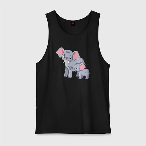 Мужская майка Elephants family / Черный – фото 1