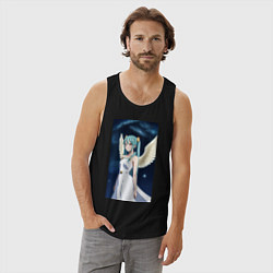 Майка мужская хлопок Аниме девушка ангел, цвет: черный — фото 2