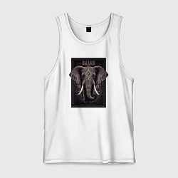 Майка мужская хлопок Слон с красивыми узорами, цвет: белый