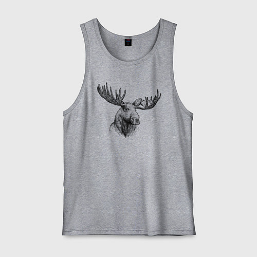 Мужская майка Голова лося / Меланж – фото 1