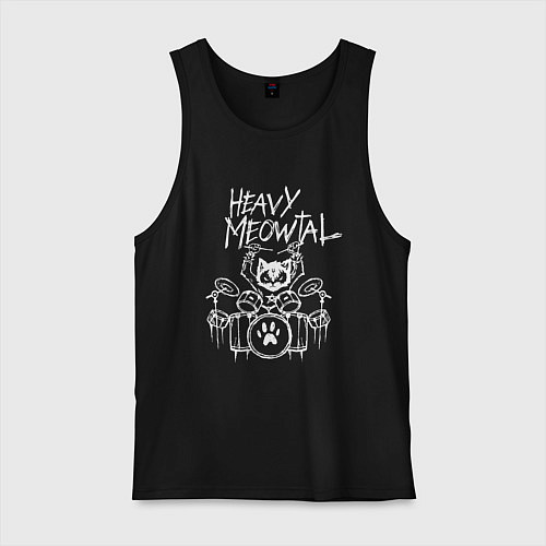Мужская майка Heavy Meowtal - кошачья музыка / Черный – фото 1