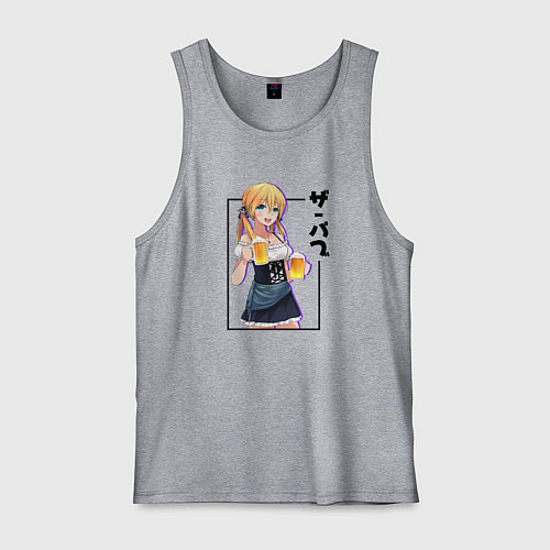 Мужская майка Аниме девушка - пивняшка / Меланж – фото 1