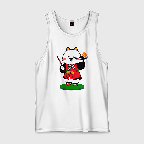 Мужская майка Кот с веером / Белый – фото 1