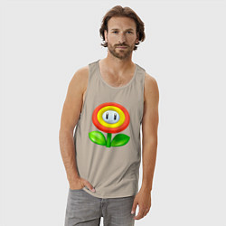 Майка мужская хлопок Цветок Марио, цвет: миндальный — фото 2