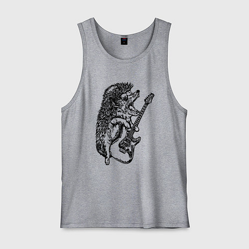 Мужская майка Ёжик рокер / Меланж – фото 1