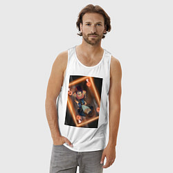 Майка мужская хлопок Алиса в пограничье Арису с Усаги на карте, цвет: белый — фото 2