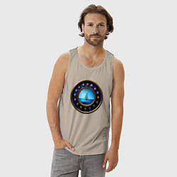 Майка мужская хлопок Колесо сансары, цвет: миндальный — фото 2