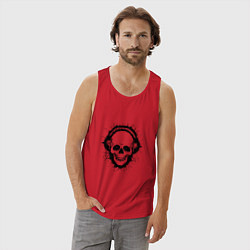 Майка мужская хлопок Смеющийся череп, цвет: красный — фото 2