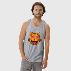 Майка мужская хлопок Оранжевый котик влюблён, цвет: меланж — фото 2
