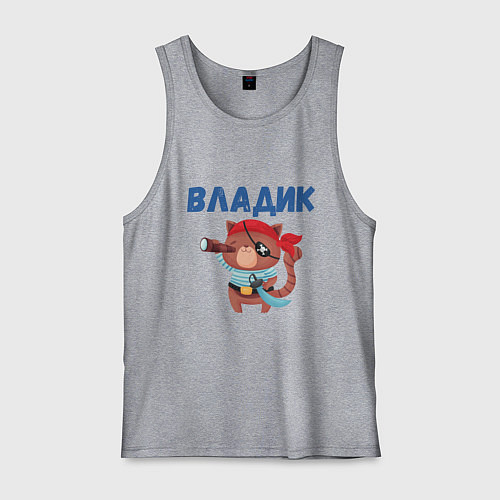 Мужская майка Владик - кот пират / Меланж – фото 1