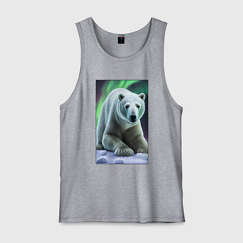Мужская майка Полярный медведь на снегу / Меланж – фото 1