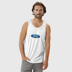Майка мужская хлопок Ford usa auto brend, цвет: белый — фото 2