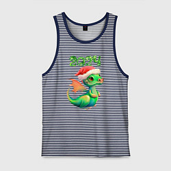 Майка мужская хлопок Дракончик 2024, цвет: синяя тельняшка