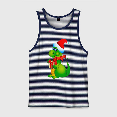 Мужская майка Дракон с подарком / Синяя тельняшка – фото 1