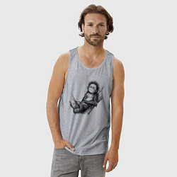 Майка мужская хлопок Гиббон малыш на дереве, цвет: меланж — фото 2