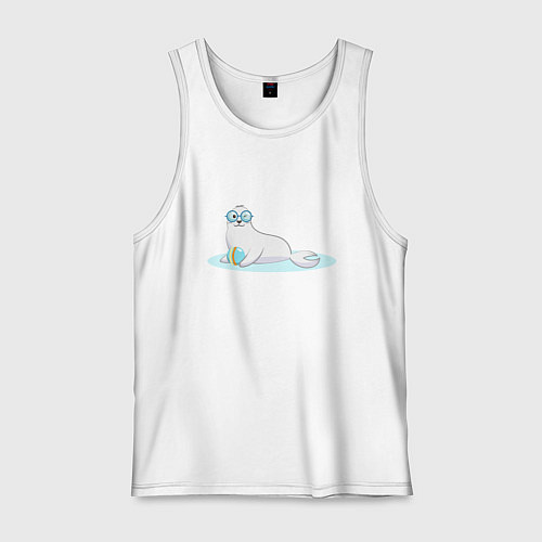 Мужская майка Тюлень с мячом / Белый – фото 1