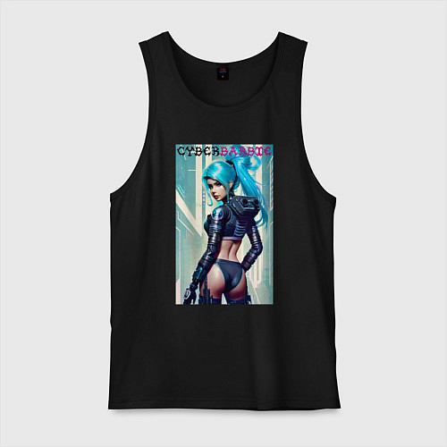 Мужская майка Кибер Барби - фантазия - нейросеть / Черный – фото 1