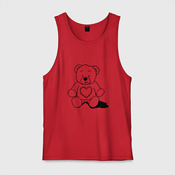 Майка мужская хлопок Влюбленный мишка с сердцем, цвет: красный