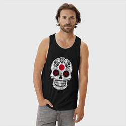 Майка мужская хлопок Japan skull, цвет: черный — фото 2