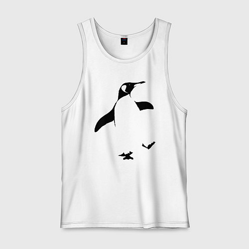 Мужская майка Пингвин идёт трафарет / Белый – фото 1