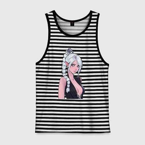 Мужская майка Шэдоухарт - серебрянные волосы / Черная тельняшка – фото 1