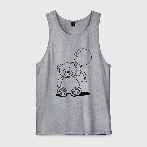 Мужская майка Мишка с воздушным шариком - раскраска / Меланж – фото 1