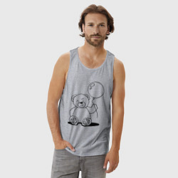 Майка мужская хлопок Мишка с воздушным шариком - раскраска, цвет: меланж — фото 2