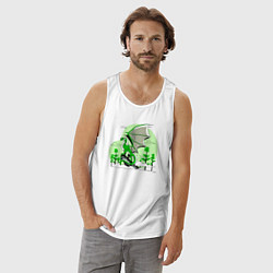 Майка мужская хлопок Зелёный дракон на скале 2024, цвет: белый — фото 2