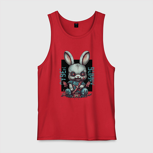 Мужская майка Киберпанк зайчик / Красный – фото 1