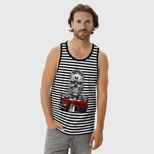 Мужская майка Terminator 2 T800 / Черная тельняшка – фото 3